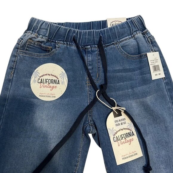 California Vintage Jeans Shorts Boy's Size 1 Blue Elastic Waist & Drawstring NWT - Picture 5 of 6